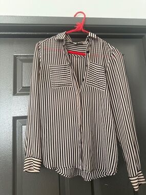 LOFT Petites Black and White Striped Top